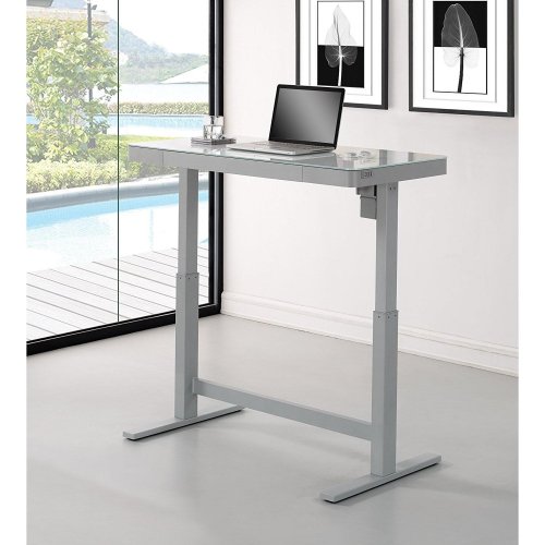 Bell'O VARIODESKW Electric Adjustable Standing Desk WHITE GLASS