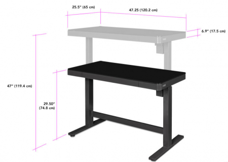 Description image for Bell'O VARIODESKW Electric Adjustable Standing Desk WHITE GLASS